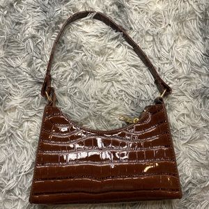 Croc embossed brown bag